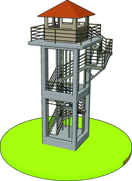 Απεικόνιση Διανυσματικού Φορέα Λευκό Φόντο Ενός Πύργου Παρακολούθησης — Διανυσματικό Αρχείο