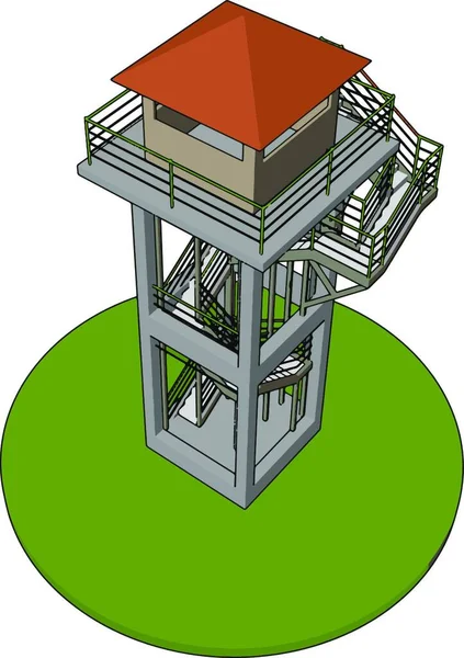 Illustrazione Vettoriale Sfondo Bianco Una Torre Avvistamento — Vettoriale Stock