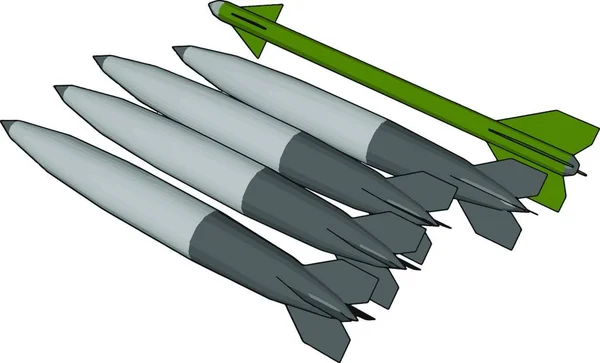 Векторні Ілюстрації Білому Тлі Різних Армійських Ракет — стоковий вектор