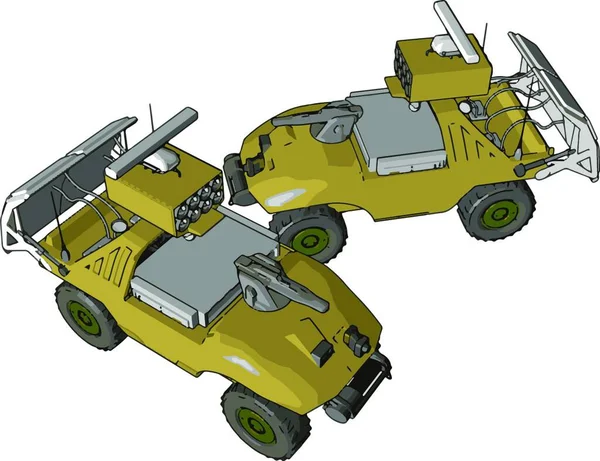 Illustrazione Vettoriale Sfondo Bianco Veicoli Lancio Missili Militari — Vettoriale Stock