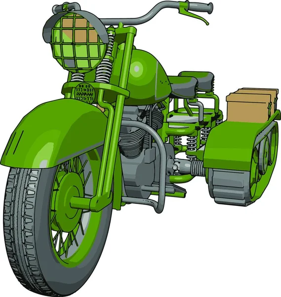 Ilustración Vectorial Sobre Fondo Blanco Una Motocicleta Militar Con Oruga — Archivo Imágenes Vectoriales