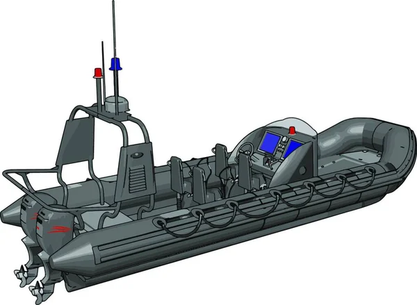 Vektorillustration Auf Weißem Hintergrund Eines Militärischen Schlauchbootes — Stockvektor