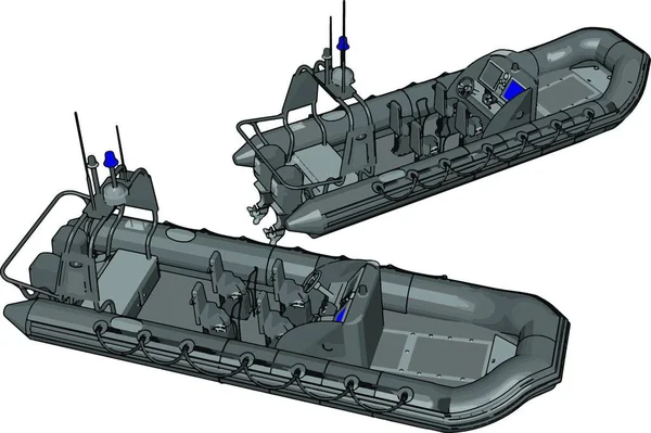 Vektor Illustration Vit Bakgrund Två Militära Uppblåsbara Båtar — Stock vektor