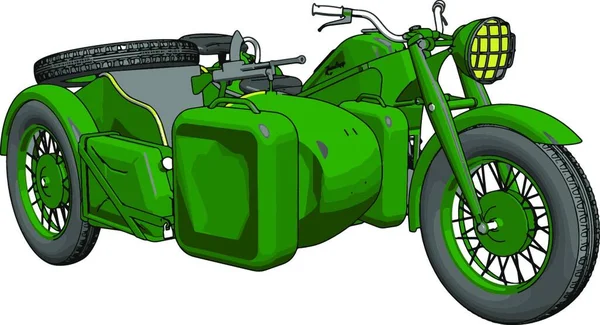 Ilustración Vectorial Sobre Fondo Blanco Una Motocicleta Militar Con Sidecar — Archivo Imágenes Vectoriales
