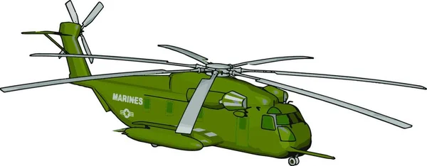 Vector Illustratie Witte Achtergrond Van Een Groene Militaire Helikopter — Stockvector