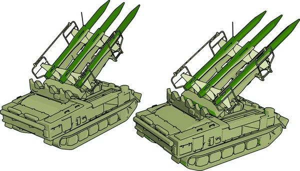 Bir Askeri Füze Tankı Beyaz Arka Planda Vektör Illüstrasyon — Stok Vektör