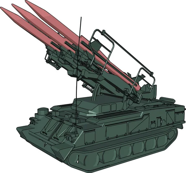 Vector Illustratie Witte Achtergrond Van Een Militaire Raket Tank — Stockvector