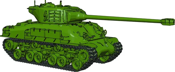 向量例证在绿色军用坦克的白色背景 — 图库矢量图片