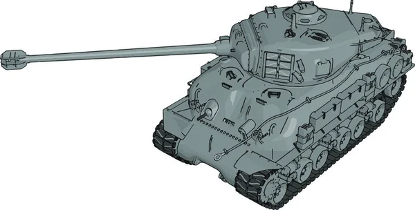 Vector Illustration White Background Gray Military Tank — Stock Vector