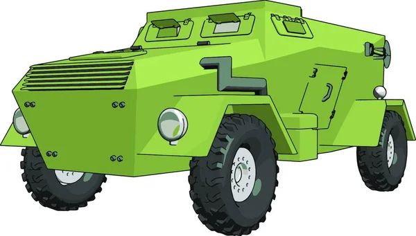 Yeşil Zırhlı Askeri Aracın Beyaz Arka Planda Vektör Illüstrasyon — Stok Vektör