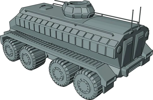 灰色の装甲軍用車両の白い背景に3D ベクトルイラスト — ストックベクタ