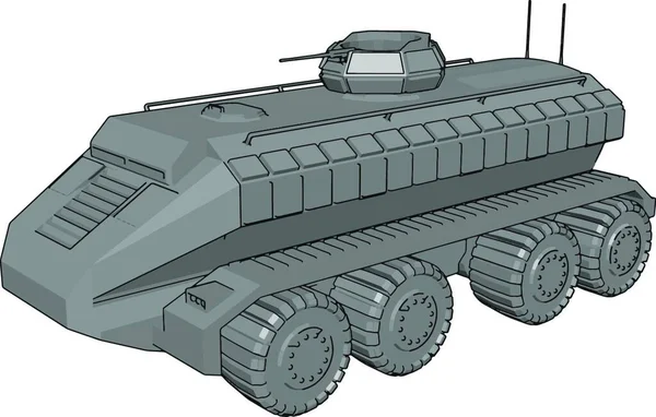 灰色の装甲軍用車両の白い背景に3D ベクトルイラスト — ストックベクタ