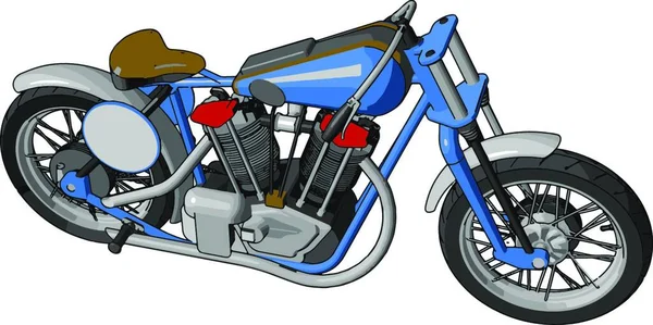 Blå Och Grå Vintage Motorcykel Vektor Illustration Vit Bakgrund — Stock vektor