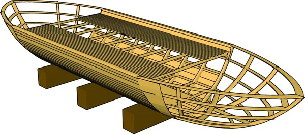 Vector Illustratie Witte Backgroudn Van Een Bruine Houten Boot Kiel — Stockvector