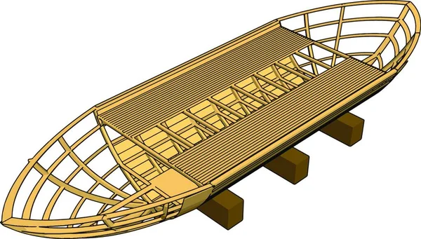 Eenvoudige Vector Illustratie Van Een Houten Kiel Witte Achtergrond — Stockvector