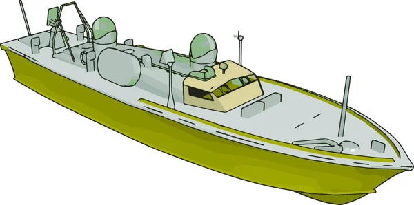 Einfache Vektor Illustration Eines Gelben Und Grauen Marineschiffes Weißer Baclground — Stockvektor