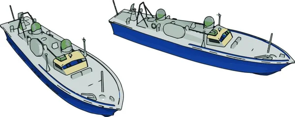 Illustrazione Due Navi Dell Esercito Blu Illustrazione Vettoriale Sfondo Bianco — Vettoriale Stock