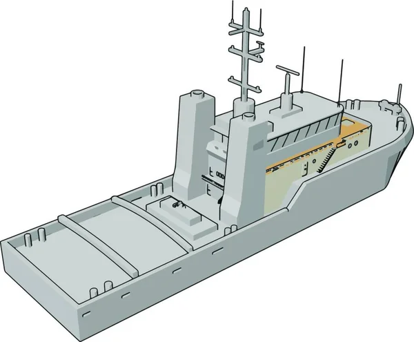 Ilustração Vetorial Simples Navio Batalha Marinha Branca Fundo Branco — Vetor de Stock