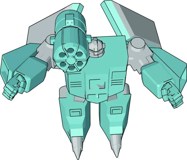 Gris Azul Vector Robot Ilustración Fondo Blanco — Vector de stock