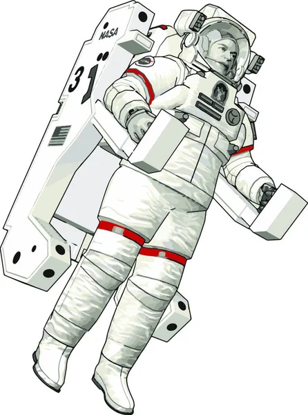 Astronaut Ruimte Vector Illustratie Witte Achtergrond — Stockvector