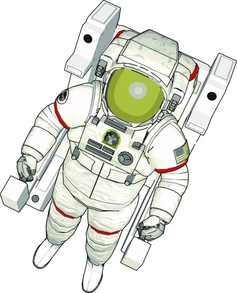 ロボットを使った宇宙飛行士の漫画の登場人物 — ストックベクタ
