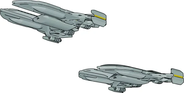 Vektor Illustration Auf Weißem Hintergrund Zweier Weißer Galaxienkreuzer — Stockvektor