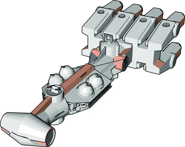 Ilustración Vectorial Naves Espaciales Fantasía Blanca Beige Sobre Fondo Blanco — Vector de stock