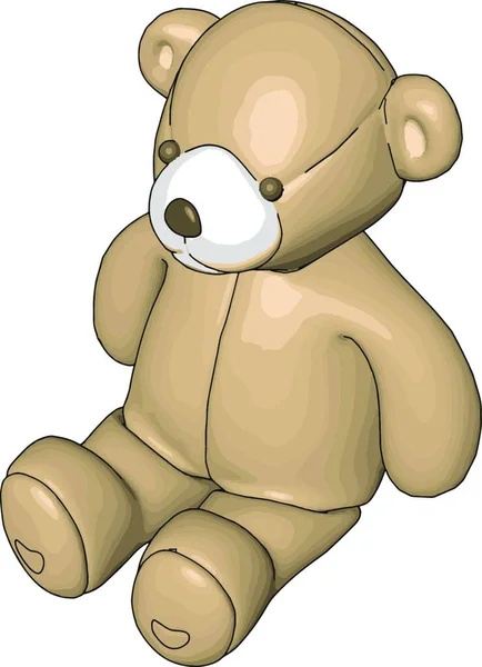 Beige Teddybär Vektor Illustration Auf Weißem Hintergrund — Stockvektor