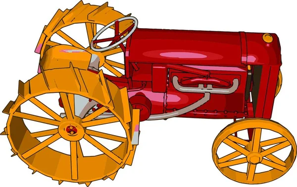 Ilustración Del Vector Tractor Rojo Amarillo Sobre Fondo Blanco — Vector de stock