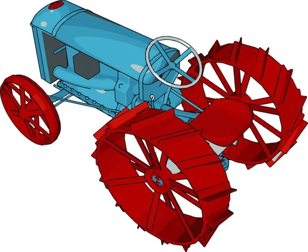 Illustrazione Vettoriale Trattore Blu Rosso Sfondo Bianco — Vettoriale Stock