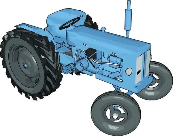 Ilustração Vector Trator Azul Sobre Fundo Branco — Vetor de Stock
