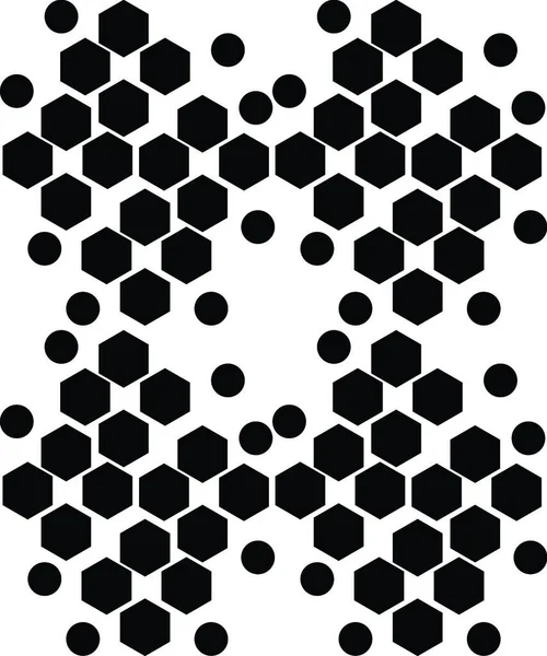8を形成し 黒い円ベクトルカラー描画またはイラストレーションに囲まれた六角形からなるパターン — ストックベクタ