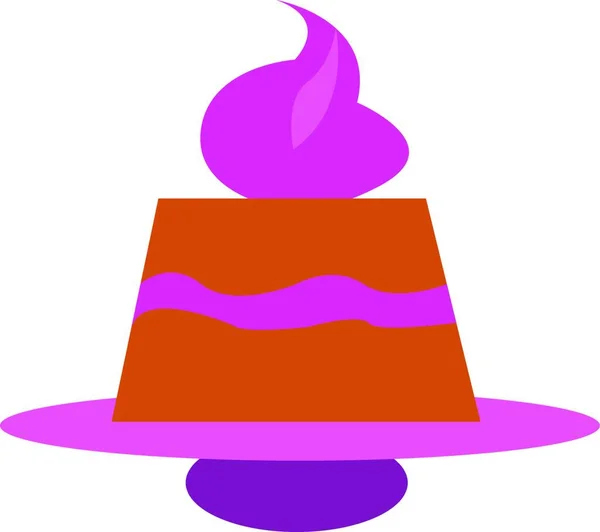 茶色とピンク色のパイにピンクのホイップクリームを加えたものベクトルカラー描画またはイラストレーション — ストックベクタ