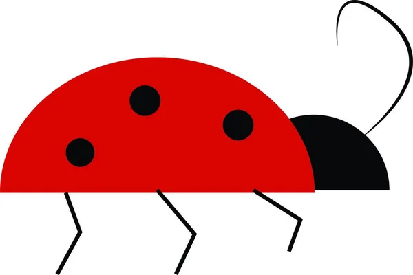 Een Tekening Van Een Rode Dame Bug Met Zwarte Vlekken — Stockvector