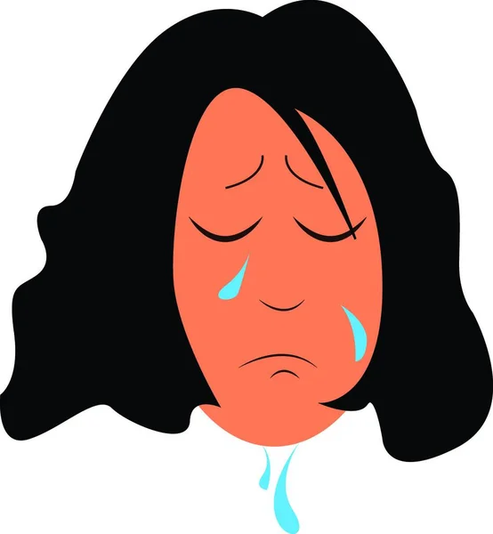 一个女孩的画谁是悲伤的 有眼泪从她的脸上落下 暗示她哭矢量彩绘或插图 — 图库矢量图片