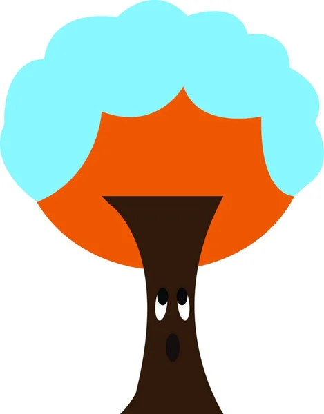 Cartoon Orange Tree Snow Vector Color Drawing Illustration — Stock Vector