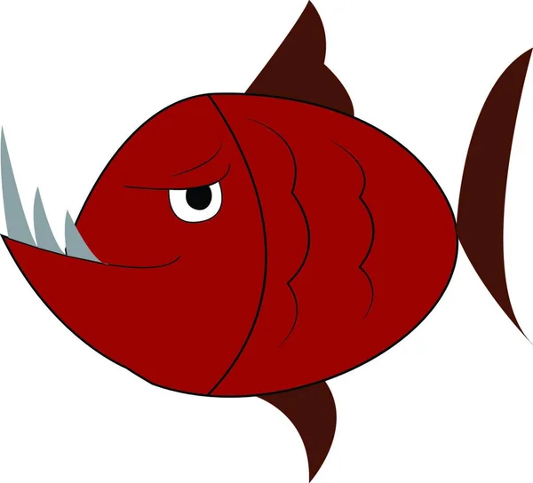 Arg Fisk Med Vassa Långa Tänder Vektor Eller Färg Illustration — Stock vektor
