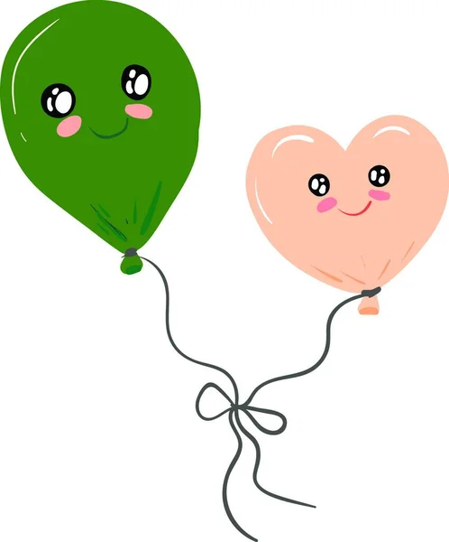Dwa Balony Związane Sobą Wektor Lub Kolor Ilustracji — Wektor stockowy