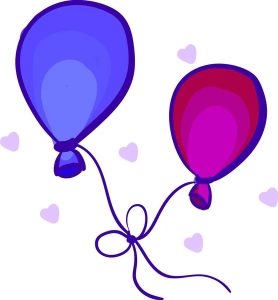 蓝色和粉红色气球在爱向量或颜色例证 — 图库矢量图片