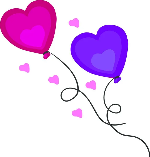 Azul Rosa Forma Coração Balões Vetor Ilustração Cor — Vetor de Stock