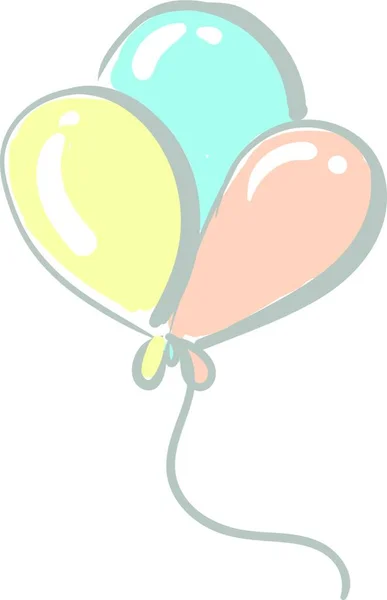 Drei Bunte Luftballons Zusammengebunden Vektor Oder Farbabbildung — Stockvektor