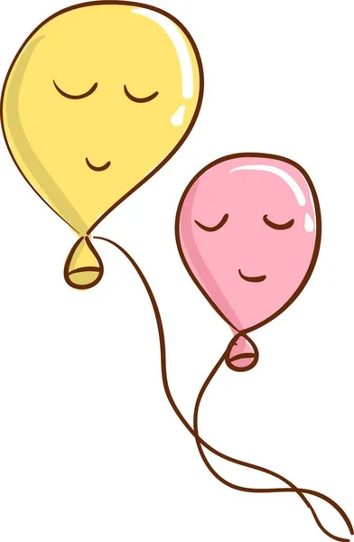 Dos Globos Flotantes Relajados Vector Ilustración Color — Vector de stock