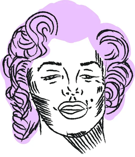 Chica Con Pelo Morado Ilustración Vector Sobre Fondo Blanco — Vector de stock