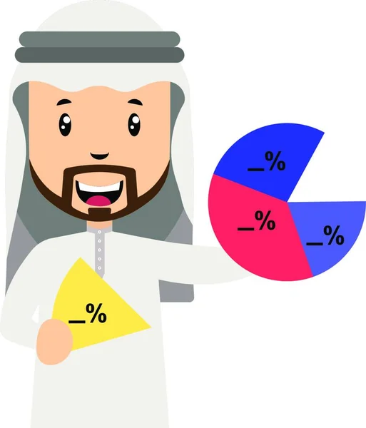 Araber Mit Analytik Illustration Vektor Auf Weißem Hintergrund — Stockvektor