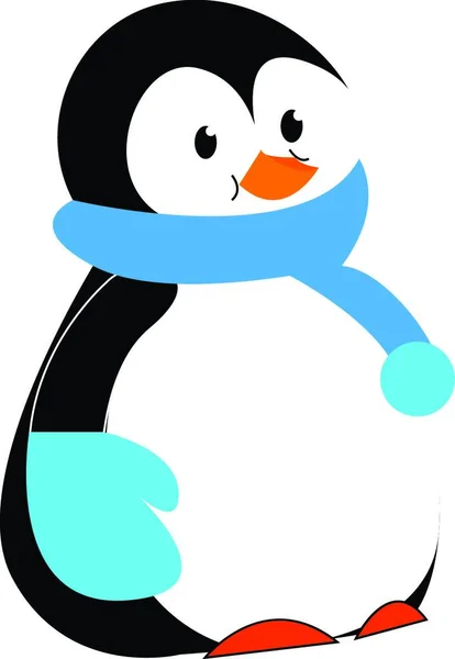 Pingvin Kék Sálat Kézi Kesztyű Vektor Vagy Színes Illusztráció — Stock Vector