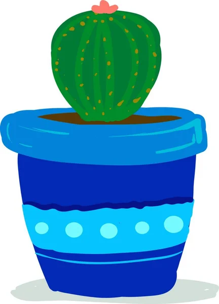 Cactus Potted Vetor Azul Brilhante Potenciômetro Flor Ilustração Cor —  Vetores de Stock