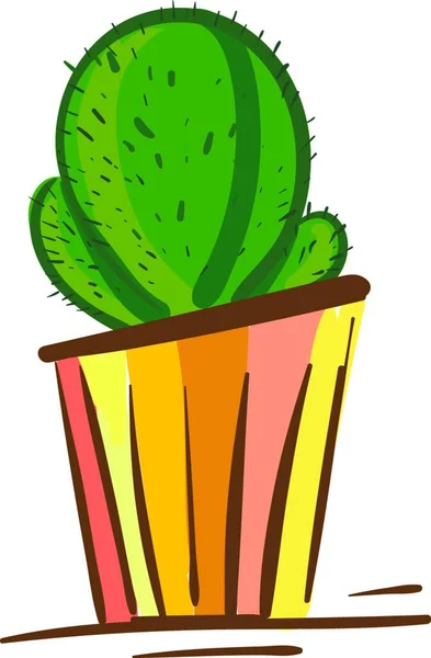 Kaktus Färgglada Blom Kruka Vektor Eller Färg Illustration — Stock vektor