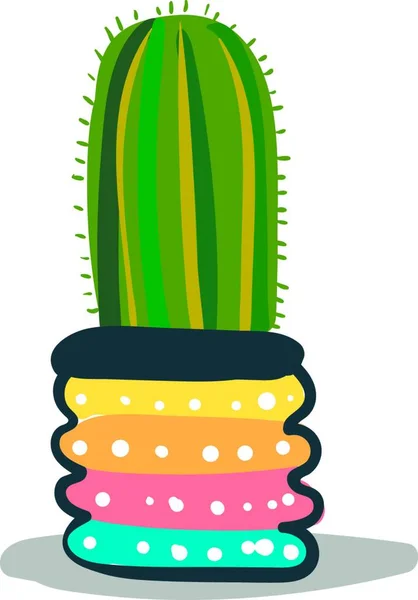 Tall Kaktus Designer Pot Vektor Eller Färg Illustration — Stock vektor