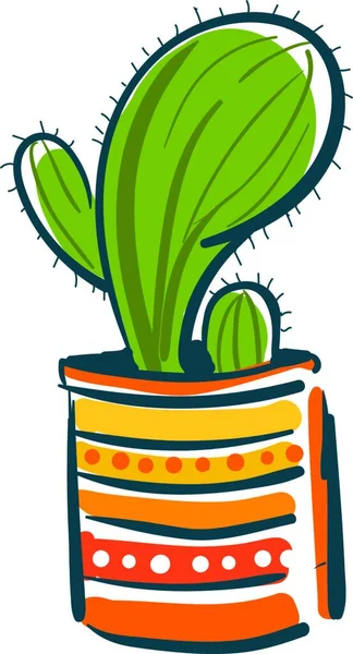 Tanaman Kaktus Dalam Vektor Pot Atau Ilustrasi Warna - Stok Vektor