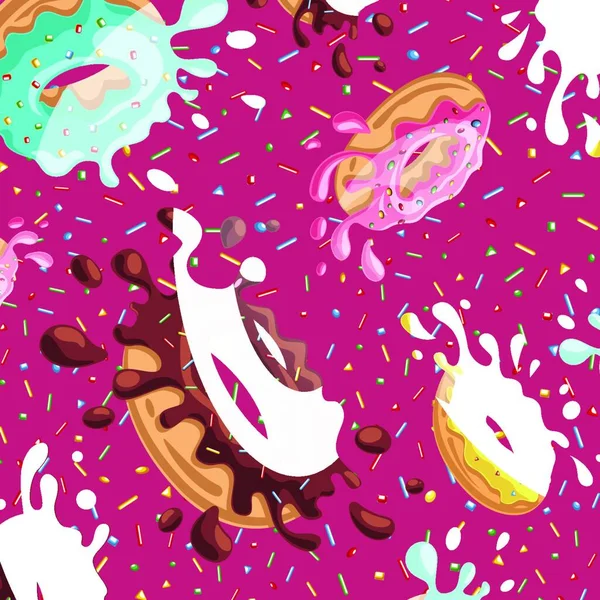 Deliciosos Donuts Fondo Pantalla Ilustración Vector Sobre Fondo Blanco — Archivo Imágenes Vectoriales